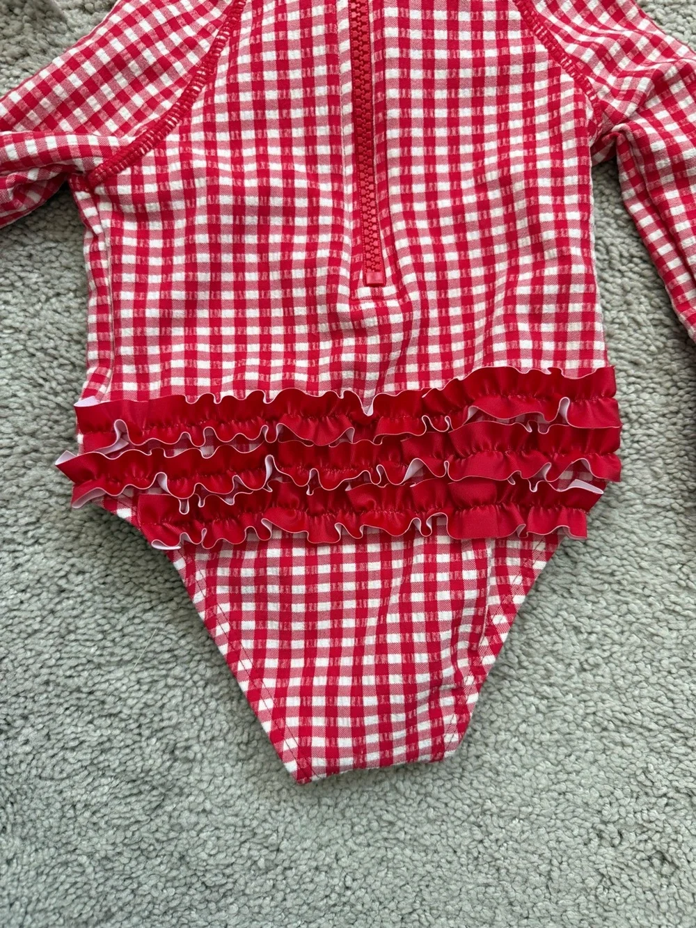 NWT Girls 12 month Red Gingham Long-Sleeve Tommy Bahama Swimsuit